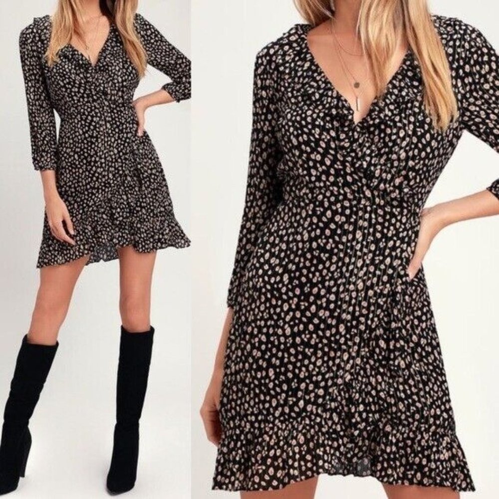 Lulu's Jalina Floral Print Wrap Mini Dress - Size S
